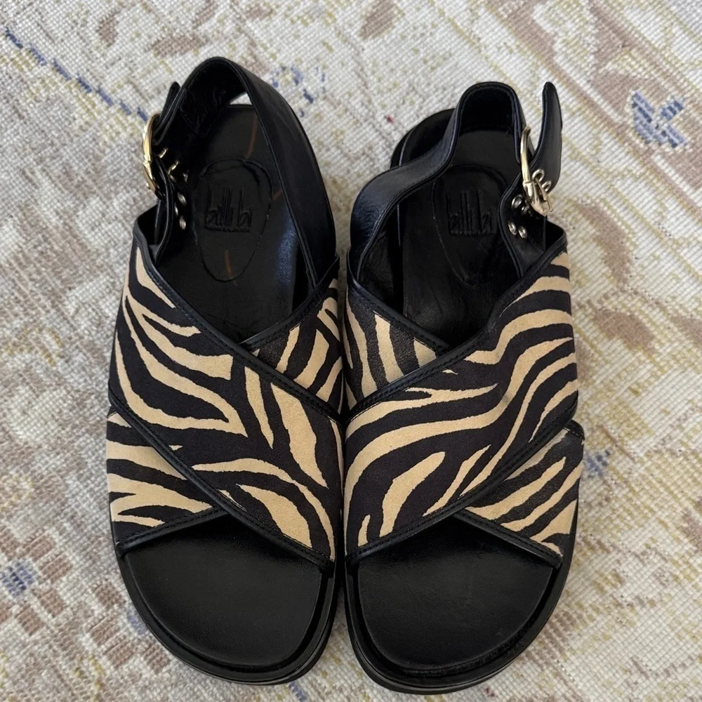 Anthropologie Billi Bi Zebra Print Sandals Size 38